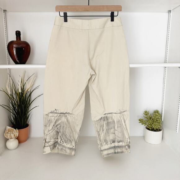 Marithe Francois Girbaud Women's Distressed Khaki Cropped Pants Size 0 - Picture 2 of 8